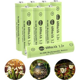 AAA Ni-MH 600mAh 1.2V Rechargeable Batteries, AAA Solar Batteries for Outdoor Solar Lights, Garden Lights, String Lights (12 Pack AAA) springtok - Style: AAA 600mAh 8pack