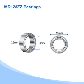 sourcing map 5pcs MR128ZZ Deep Groove Ball Bearings 8x12x3.5mm Chrome Steel Miniature Bearing Double Shielded Precision Bearings, P5 (ABEC 5)