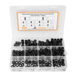 150Pcs Nylon Spacers Assortment Round Plastic for Screws Hardware Standoff Kit Black