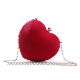 7VSTOHS Women's Clutch for Wedding Party Heart Evening Bag Mini Party Bag Velvet Prom Crossbody Clutch Prom, red