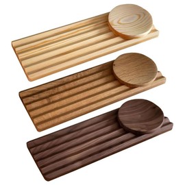 JUTSTJUKO Pen Holder Wave Pen Tray Wooden Desk Organizer,Pencil Holder,Fountain Pen Tray,Pencil Organizer Pen Organizer for Desk (Walnut)