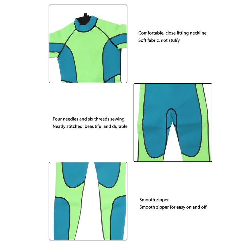 Kids Wetsuit Green Long Sleeve 2.5MM Warm Keeping UV Protection