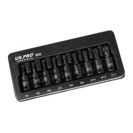 US PRO INDUSTRIAL 9PC 3/8" DR Impact Spline Bit Sockets Set 4-14mm 3932