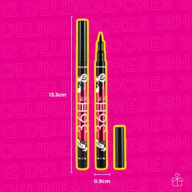 Lote 12 Delineadores Negro Indeleble Plumón 36 Horas Mayoreo