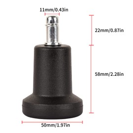 Carkio High Profile Bell Glides Replacement, 5 PCS 7/16" x7/8"(11x22mm) Stem Stationary Nylon Castors Glide Compatible with Office Chair or Stool