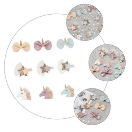 OATIPHO 9Pcs Adorable Unicorn Bow Hair Clips for Cute Party Accessories for Birthdays Festivals and Special Occasions Durable and Charming Design