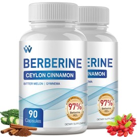 WACHRAY Berberine Supplement 1500mg - Berberine HCl 97% Purity with Ceylon Cinnamon Complex Supplements, Non-GMO Vegan - 180 Capsules (2 Pack)
