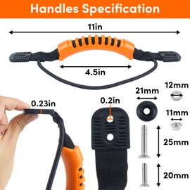 VEITHI 4 Pcs Kayak Handles Orange,Kayak Carry Handles with Screws,Canoe Handle with Bungee Cord,2-Hole Kayak Handle-Boat Carry Handle for Outdoor Kayak Luggage Canoe Boat Accessories