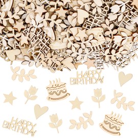 KOBOKO Happy Birthday Confetti Birthday, Pack of 120 Confetti Wooden Happy Birthday Decoration, Table Decoration Birthday Woman Men, Confetti for Birthday Decoration Table