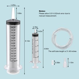 3 Pack 150ML Large Syringe and 2 Pack 20ML Plastic Syringes with Tube und Adapter, Sterile Individually Wrap Measurement and Dispensing Syringe Tools for Science Labs und Feeding Pets (3, 150ml)