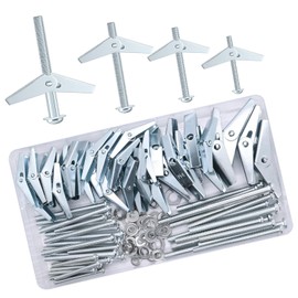 150PCS Plasterboard Fixings, M3 M4 M5 M6 Wing Spring Toggle Bolts 40/50/60mm Plasterboard Screws with Washers Drywall Anchor for Plasterboard Cavity Wall Fibreboard