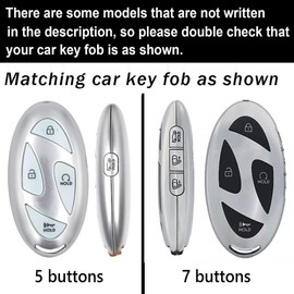 ontto Smart Remote Car Key Skin Leather Key Cover Fit for Hyundai Grandeur 2023,Full Protection Key Fob Holder for Ioniq 6 Tucson Hybrid KONA Elantra Azera Sonata Hybrid Santa fe 2023-2025,White