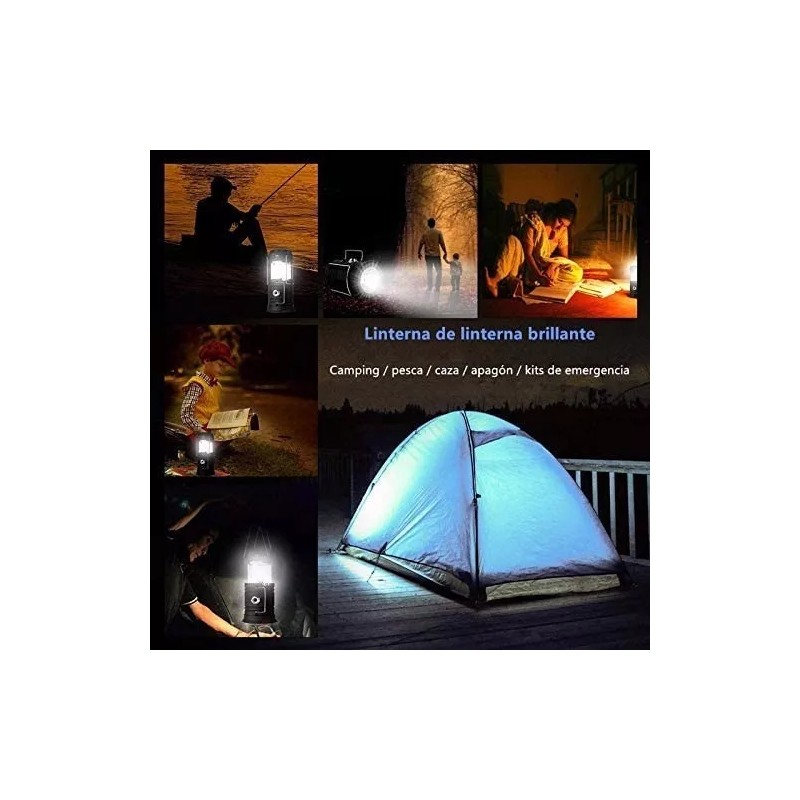 Moreka Lámpara Recargable Solar Linterna Camping Led --para Acampar