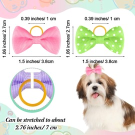 Crowye 400 Pieces Dog Bows Grooming Cute Dog Hair Bows with Rubber Bands Ribbon with Rubber Band Bowknot Hair Topknot for Cat Puppy Birthday Hair Accessories Pet Grooming