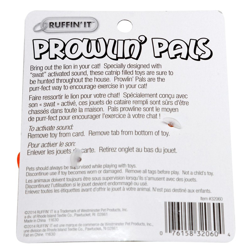 Ruffin It Prowlin' Pals Cat Toy w/Sound & Catnip