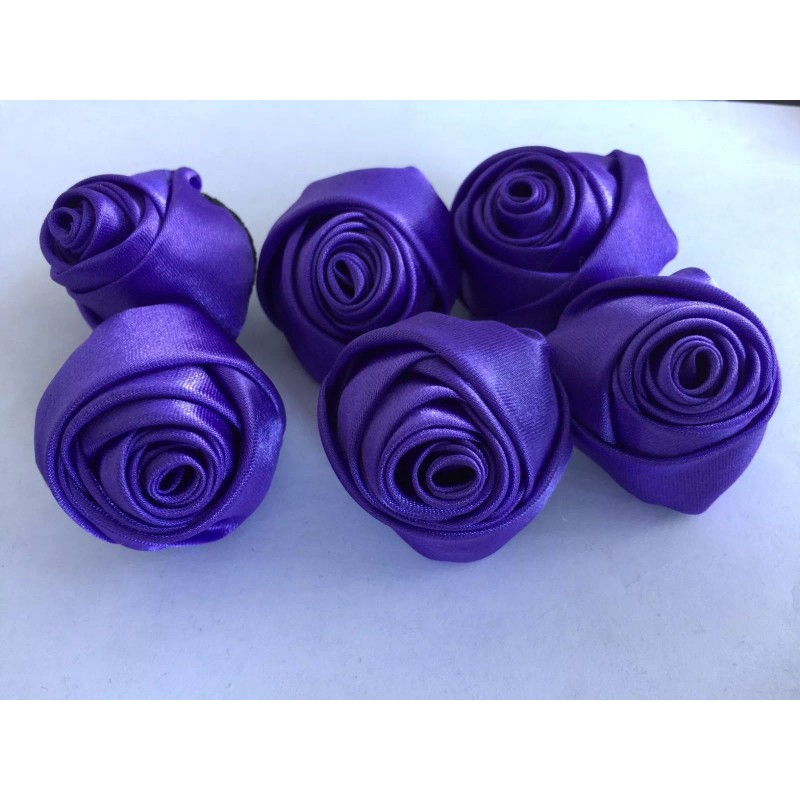 Unbranded Rose Shaped Lapel Stud Pin - Purple Silky Texture