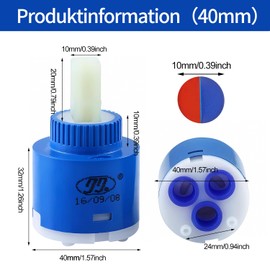 Ceramic Cartridge Tap 40 mm Tap Cartridge Replacement Cartridge Single Lever Mixer Tap for Mixer Tap Washbasin Tap and Shower Tap Single Lever Taps Sink Kitchen Tap (40 mm)