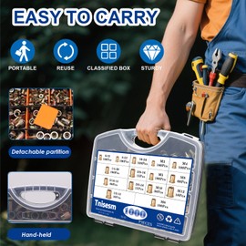 Tnisesm 1000Pcs SAE & Metric Rivet Nut Assortment Kit, Galvanized Carbon Steel Flat Head Threaded Insert Nuts 6-32, 8-32, 10-24, 1/4-20, 5/16-18, 3/8-16, 1/2-13 M3 M4 M5 M6 M8 M10 M12 Nutsert Set