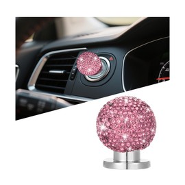 Osilly Bling Car Push Start Button Cover, Crystal Rhinestone One Touch Vehicle Engine Ignition Switch Knob Sticker, Diamond Auto Start Stop Decorative Cover, Universal for SUV, Truck, Sedan (Pink)