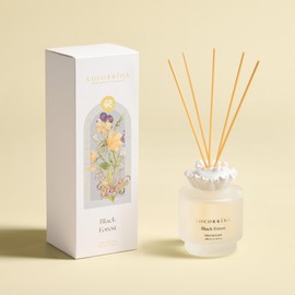 Cocorrina Gypsum Flower Reed Diffuser Set for Bathroom Décor – Black Forest Scent, 6.76 oz with Sticks & Oil – Home Fragrance for Bathroom & Living Space