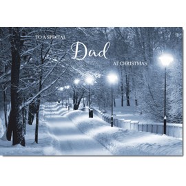 doodlecards Dad Christmas Card Snowy Street Scene Medium Size Christmas Card for Dad with Plain Envelope