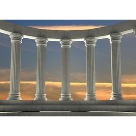 CORFOTO 7x5ft Greek Marble Pillars Backdrop Acropolis Ancient Ruin Site Backdrop Greece Landmark Building Photography Background Ancient Ruins Temple Historical Building Travel Portraits Photo