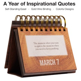 Global Printed Products Motivational & Inspirational Perpetual Daily Flip Calendar Self-Standing Easel (Woodgrain)