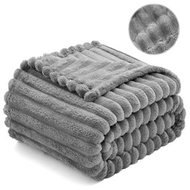 Cuddly Fluffy Blanket, Fleece Blanket, Cord Blanket, 150 x 200 cm, Soft Warm Chunky Cord Blanket, Sofa Blanket, Cuddly Throw for Bed and Couch (Silver Grey)