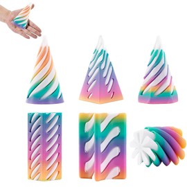 6-Piece Rainbow Spiral Cone Fidget Toy Set, Stress Relief & Focus Aid for Kids & Adults, Fun Desk Toy for Home, Office, School & Travel, Unique Gift for Birthdays & Holidays
