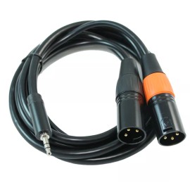 My Cable Mart 6ft Premium 3.5mm TRS Stereo Male to 2 XLRinchinch Male Y-Breakout Cable