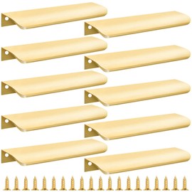 Vancoho 10 Pack Gold Finger Pulls for Cabinets, 6" Edge Drawer Pull Concealed Modern Aluminum Closet Door Kitchen Cabinet Handles Hardware, Brushed Gold