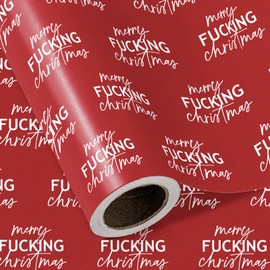 WRAPAHOLIC Funny Christmas Wrapping Paper - Mini Roll - 17 Inch x 33 Feet - Rude Adult Merry Fucking Christmas Funny Wrapping Paper for Winter Holiday, Girlfriend, Boyfriend