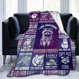 Homieblanket Raccoon Blanket for Boys Girls, Cute Raccoon Themed Design Printed Purple Throw Blankets for Kids Lap, Chair Sofa, Warm Soft Cozy Blanket, 40"x 50"