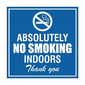 Signs ByLITA Square Absolutely No Indoor Smoking Thank You Sign(Blue) - Small