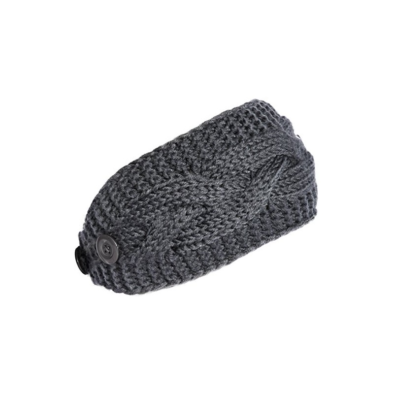 KMystic Plain Adjustable Winter Cable Knit Headband (Charcoal)