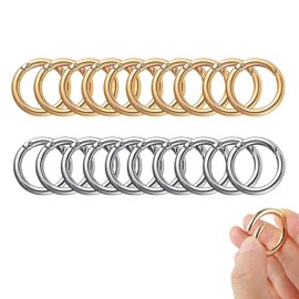 JJiaoLinin Round Spring Ring Key,28Pcs Metal Spring O Rings Clip Keychain, Round Carabiner Clips Keyrings Snap Hook Buckle, 28mm Spring O Rings, for Bag Purse Handbag Strap Craft Jewelry Making