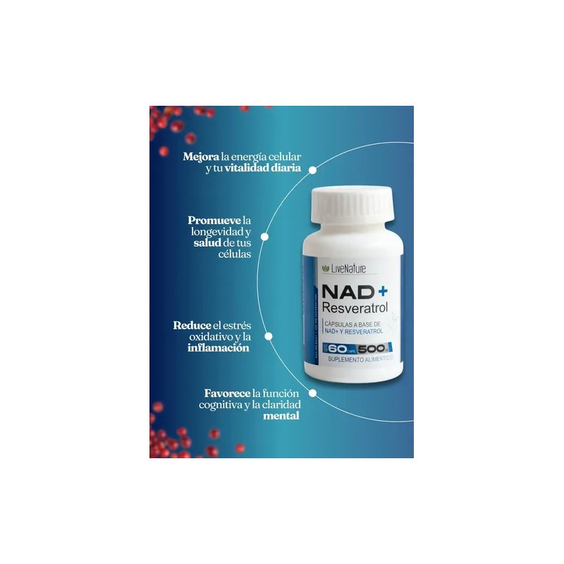Resveratrol + Nad 120 Caps Live Nature Antioxidante Natural