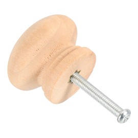 PATIKIL Bifold Door Hardware, 3Pcs 3.8 Inch Bi-Fold Door Round Wood Knob Cabinet Knobs Bifold Closet Door Hardware Repair Part Kit for Folding Closet Sliding Door, Brown