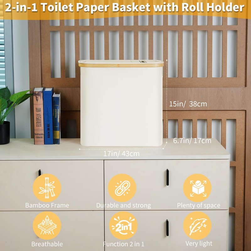 efluky Toilet Paper Storage and Holder 2 in 1, Toilet