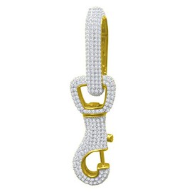 925 Sterling Silver Micro Pave Pendant – Carabiner Gold, Cubic Zirconia