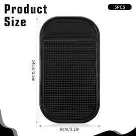 BOHUIZ 5Pcs Car Dashboard Sticky Pad, Upgraded Thicker Anti-Slip Dash Mat Black Non-Slide Dash Pad for Phone, Keys, Glasses, GPS, Coins, Vehicle Ornament