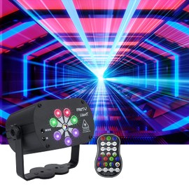 AMKI Party DJ Disco Light - Sound Activated 120 Patterns RGB Projector, USB Powered 8 Eyes Stage Light With Remote Control and Timer for Karaoke, Xmas, KTV, Bar, Party, Home Decorations