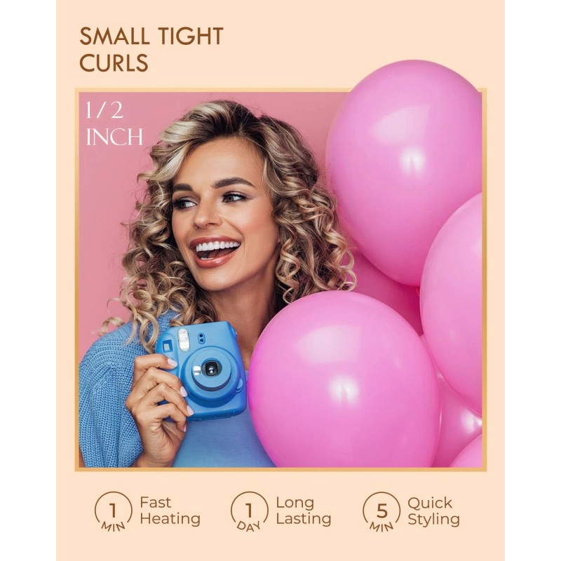 Weeyum Small Curling Iron 1/2 Inch Barrel Tiny Curling Wand