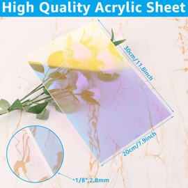 LDXDRU 6 Pack 8" x 12" Iridescent Acrylic Sheets 1/8 Thick Translucent Acrylic Sheet Plexiglass Colored Acrylic Sheets for Laser Cutting, DIY Projects & Crafts Sign, Painting, Home Decor