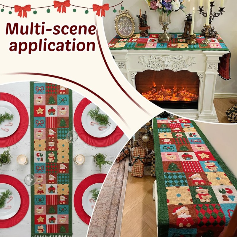 Christmas Table Runner, 14x71in Soft Xmas Winter Table Scarf with
