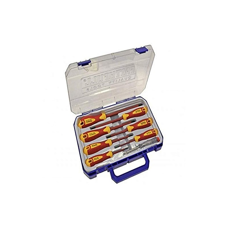 Faithfull SDVDESET7 Soft Grip VDE Screwdriver Set (7 Pieces)
