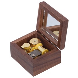 Walnut Wood Music Box Clockwork Musical Box Wooden Handicraft Gift for Valentine's Day Birthday