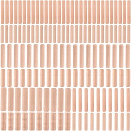 JYvivid 140 Pcs Wooden Dowel Pins, Hardwood Wood Dowel Pegs, Fluted Wooden Pegs, Wood Dowels for Crafts, Furniture (6 Sizes)