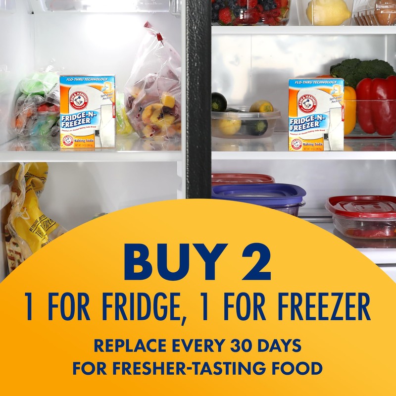Arm & Hammer Baking Soda Fridge-n-Freezer Odor Absorber, Orange 14