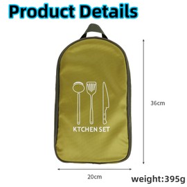 Jaugufiy Chef Knife Bag ，Camping Utensil Bag Portable Silverware Bag Travel Cookware Storage ，Knife Backpack and Waterproof Chef Bag，Tote Picnic BBQ Tableware Fork Spoon Chopsticks Organizer (Green)